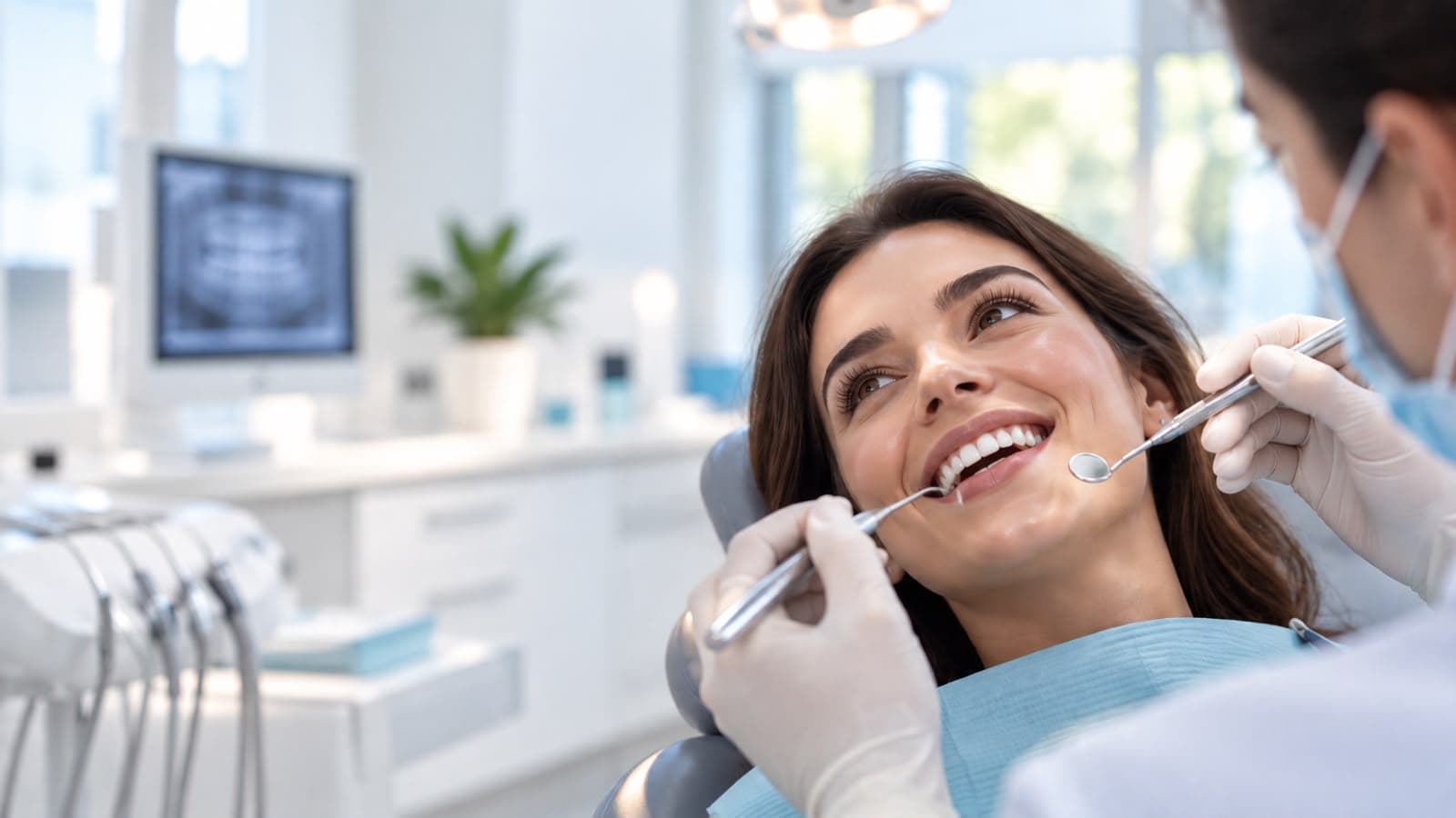 Patient smiling during a calm dental consultation